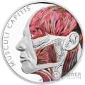 HEAD MUSCLES Human Body 1 Oz Moneda Plata 1$ Niue 2024