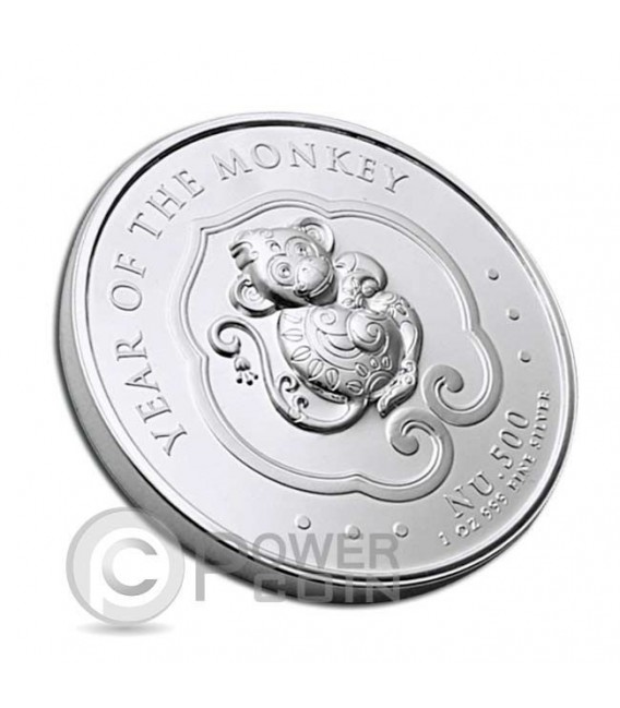 LUNAR MONKEY 1 Oz Silver Coin 500 Nu Bhutan 2016