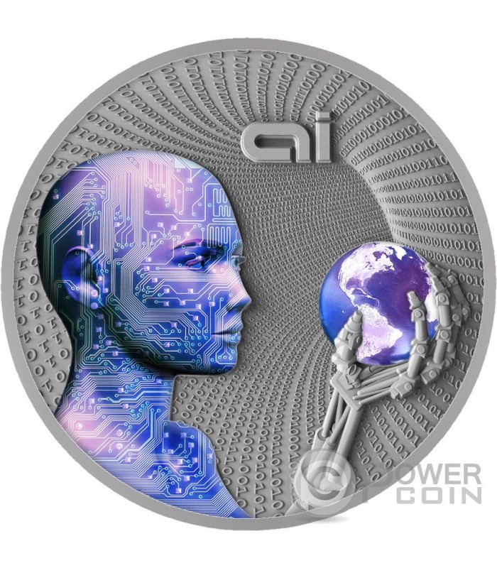 ARTIFICIAL INTELLIGENCE AI Code of the Future 2 Oz Silver Coin 2$ Niue 2016