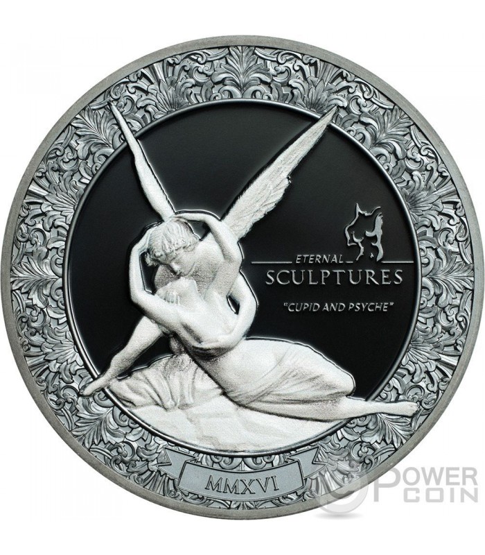 CUPID AND PSYCHE Eternal Sculptures Canova 2 Oz Silver Coin 10$ Palau 2016