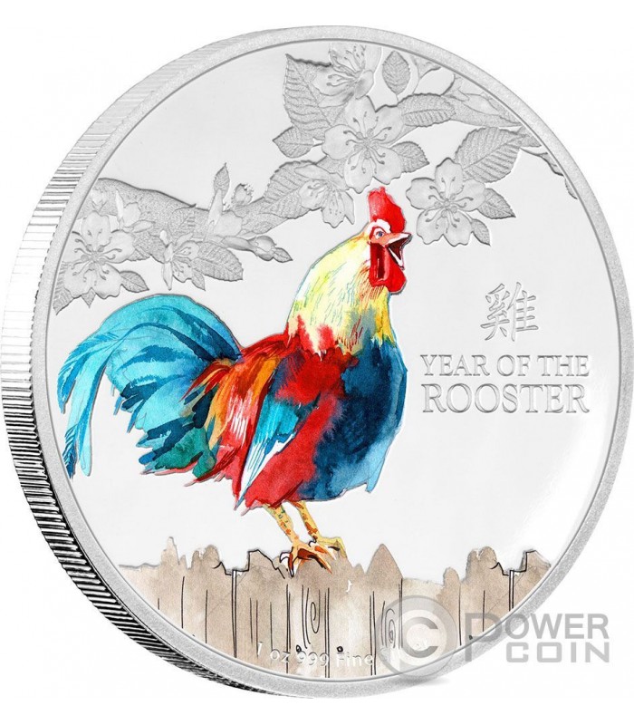 ROOSTER Lunar Year Series Colored 1 Oz Monnaie Argent 2 Niue 2017