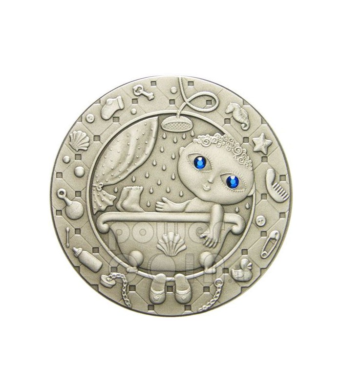 AQUARIUS Horoscope Zodiac Swarovski Silver Coin Belarus 2009