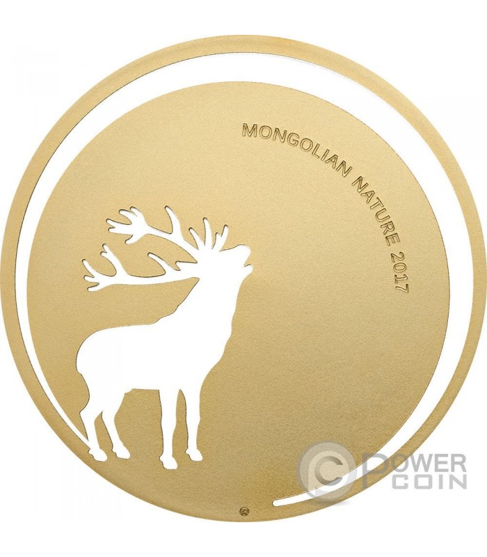 ROARING DEER Mongolian Nature Silver Coin 500 Togrog Mongolia 2017