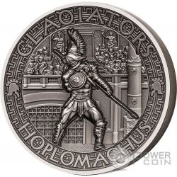 HOPLOMACHUS Hoplite Gladiators 2 Oz Silver Coin 5$ Solomon Islands 2017