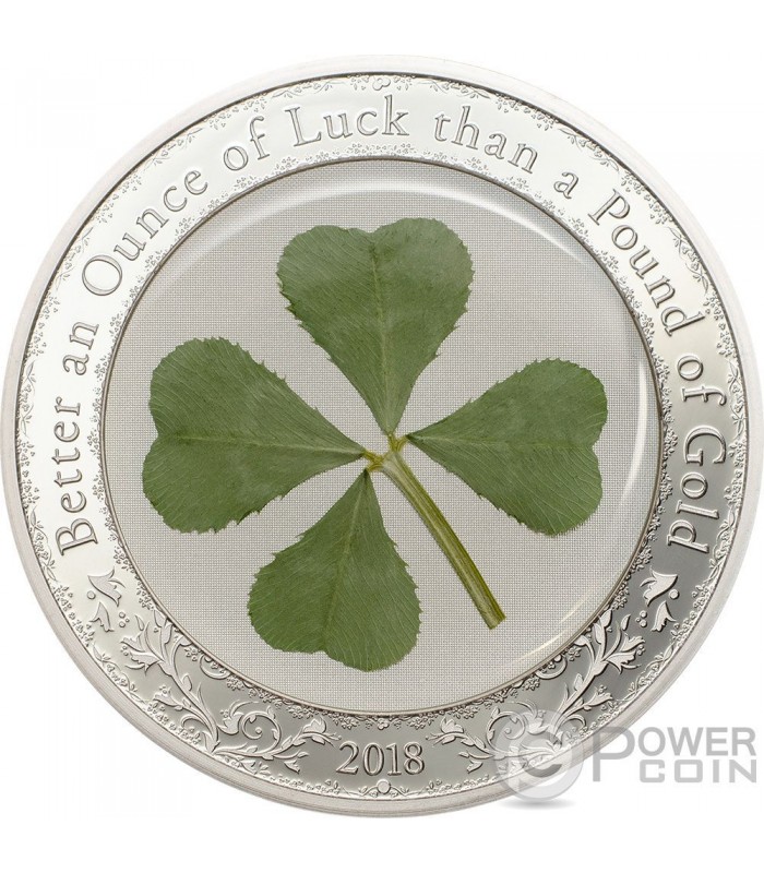 OUNCE OF LUCK Four Leaf Clover 1 Oz Monnaie Argent 5 Palau 2018