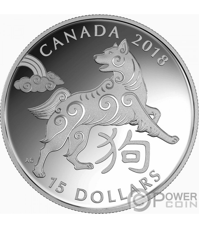 YEAR OF THE DOG Chinese Zodiac 1 Oz Monnaie Argent 15 Canada 2018