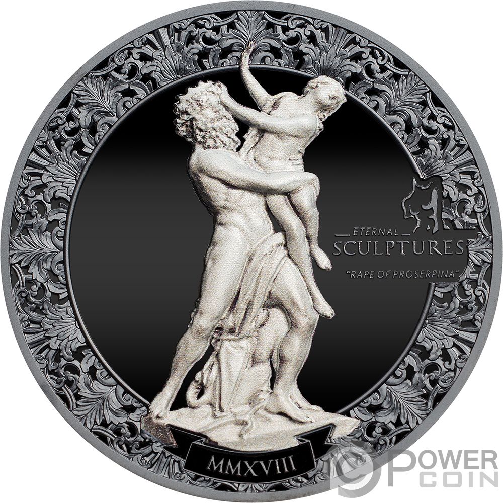RAPE OF PROSERPINA Eternal Sculptures 2 Oz Silver Coin 10$ Palau 2018