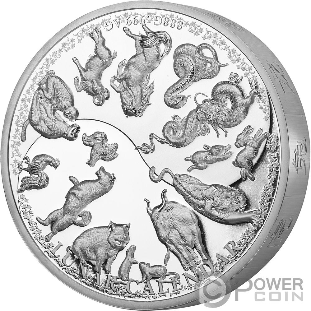 LUNAR CALENDAR Chinese Zodiac 888g Silver Coin 25$ Samoa ...