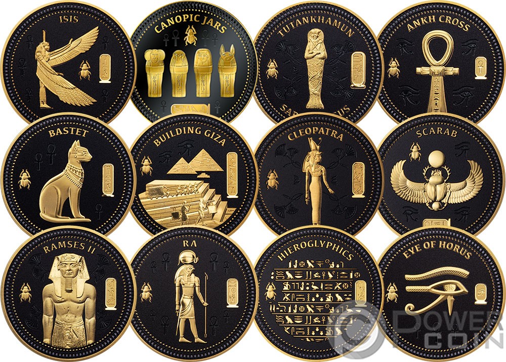 ANCIENT EGYPT II Set 12 Base Metal Coins 50 Cents Solomon Islands 2023