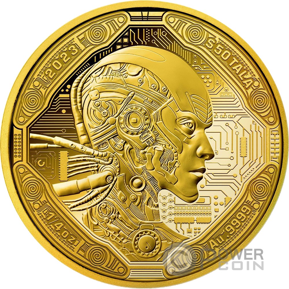 AI CYBORG Artificial Intelligence Gold Coin 50$ Tala Samoa 2023