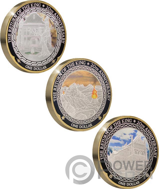 RETURN OF THE KING Lord of the Rings 20th Anniversary Set 3 x 1 Oz Silver Coin 1$ New Zealand 2023