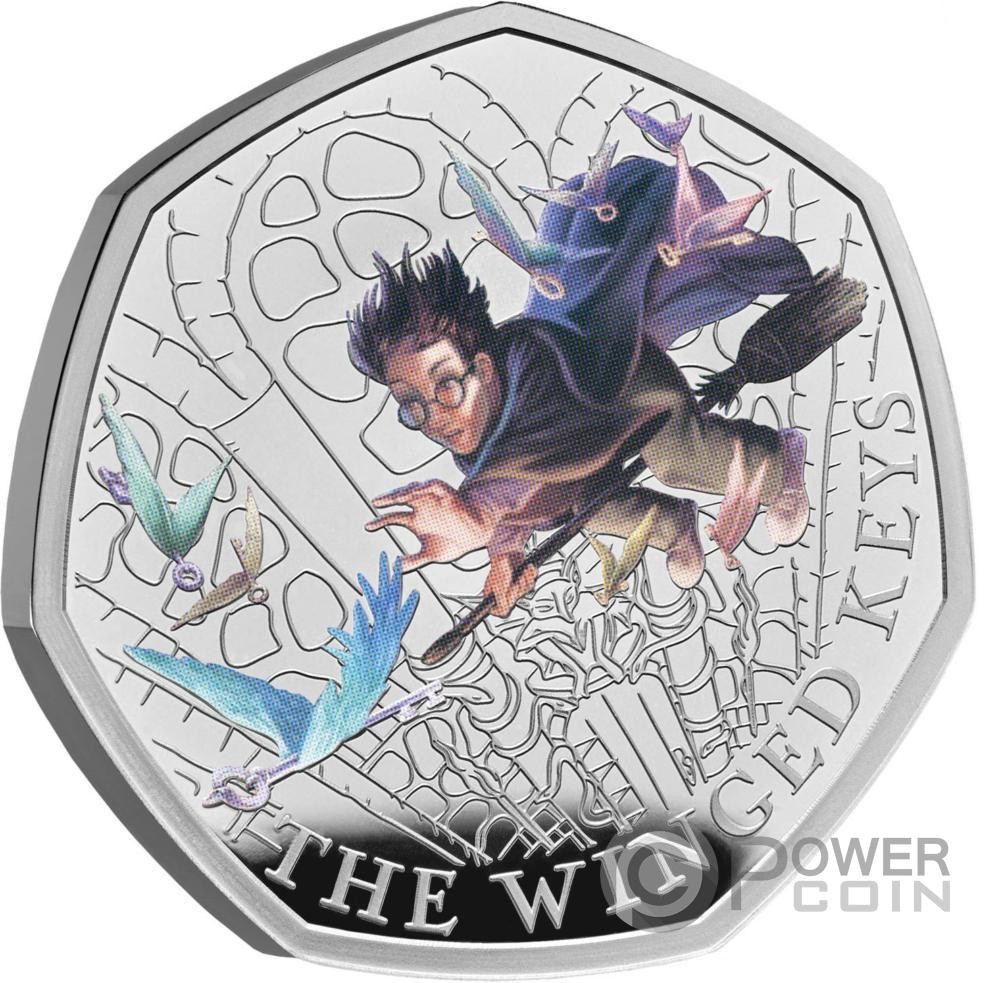 WINGED KEYS Harry Potter Silver Coin 50 Pence United Kingdom 2024